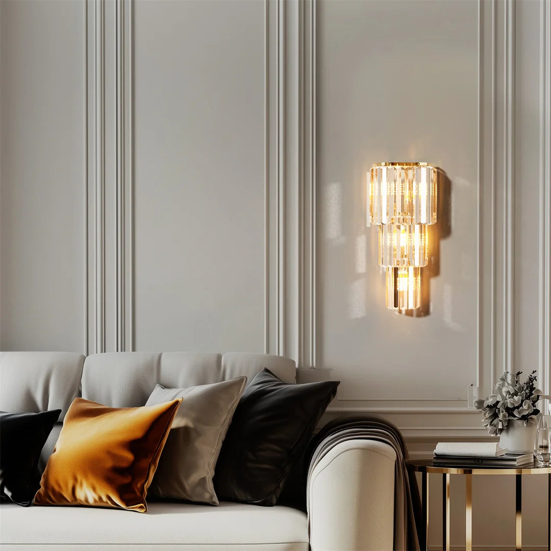 LUVODI Crystal 3-Layer Wall Lamp Sconce With E14 LED