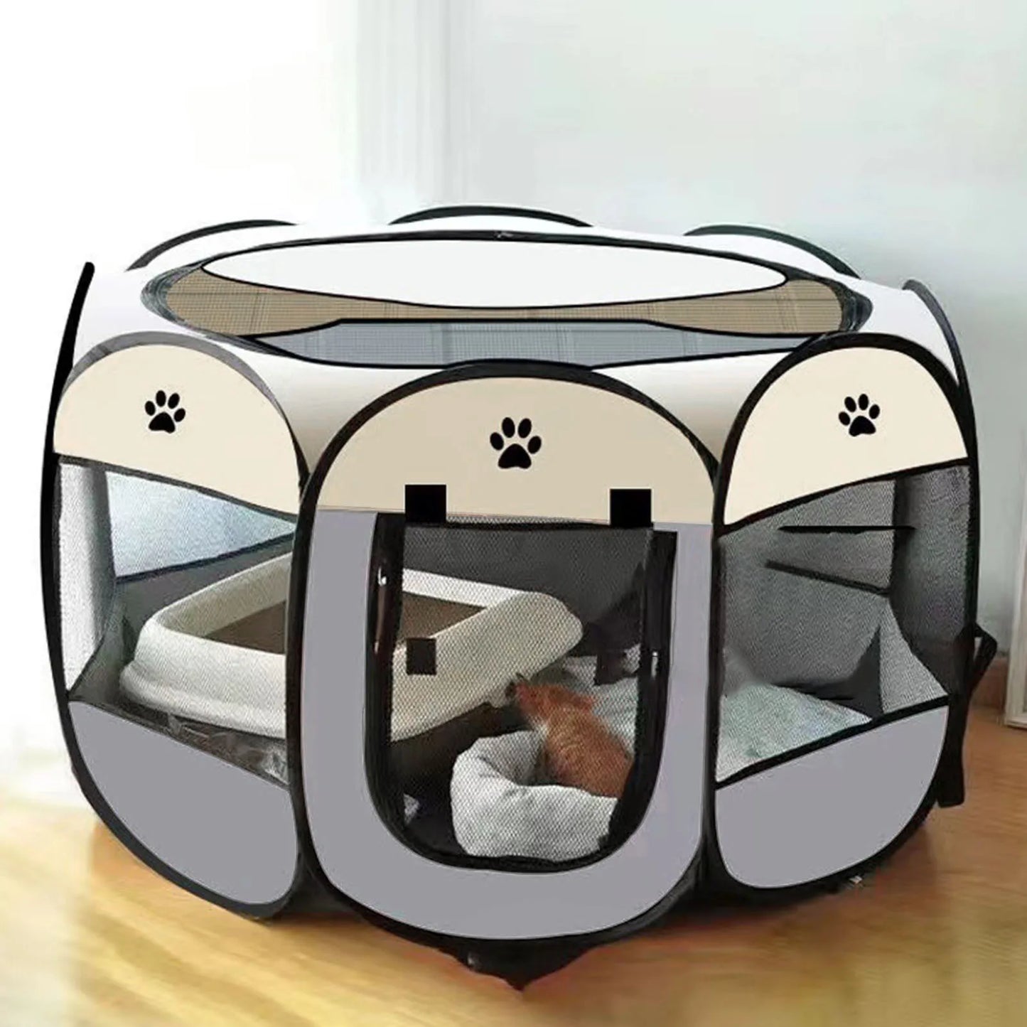 TOPINCN Portable Dog Crate Breathable Foldable Soft Kennel For Cats And Dogs