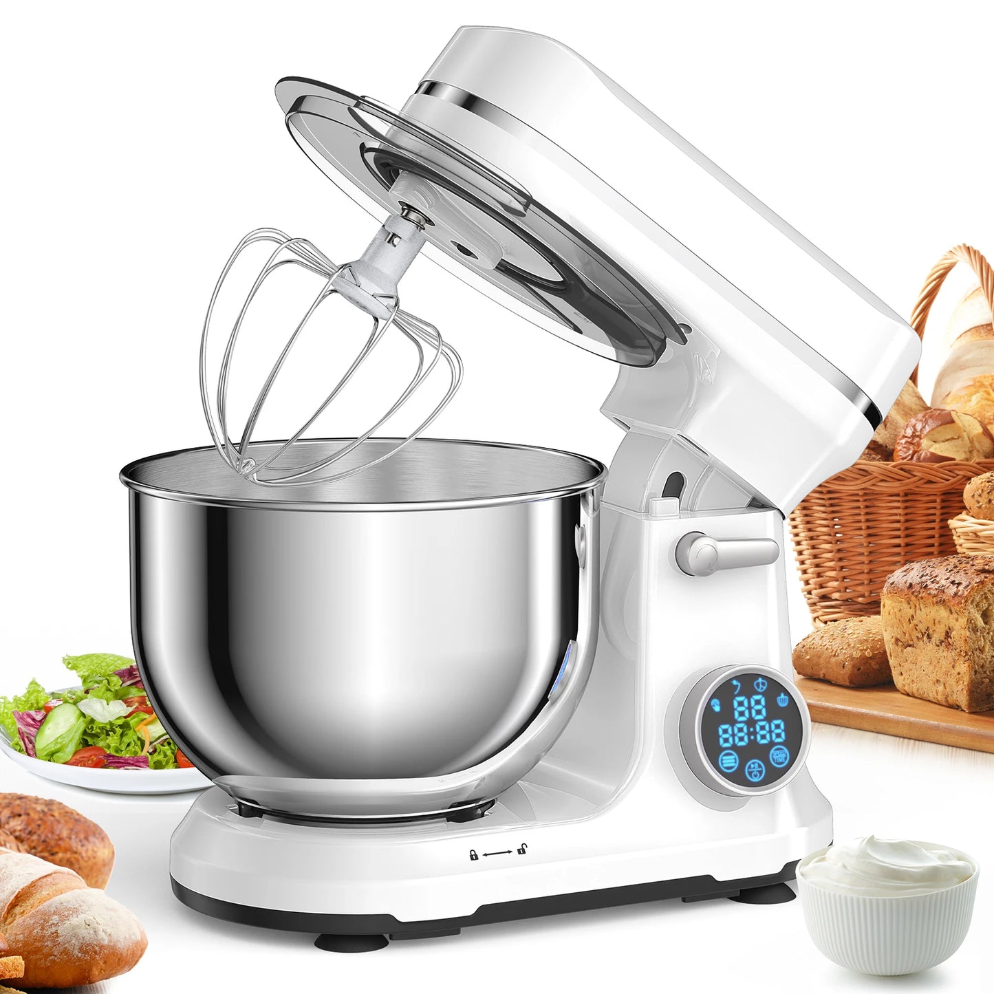 Biolomix 1200W Stand Mixer With 11 Speed DC Motor OLED