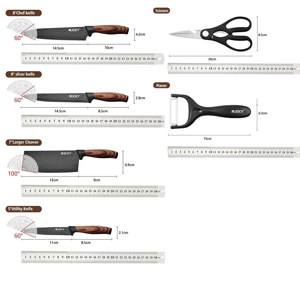 MDHAND Six Piece Stainless Steel Knife Set for Kitchen