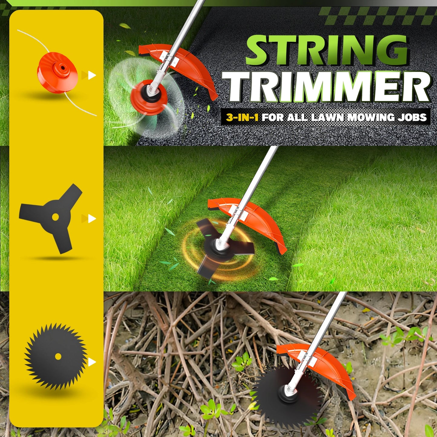 Gas Powered 6 In 1 Hedge Trimmer Garden Multi Tool