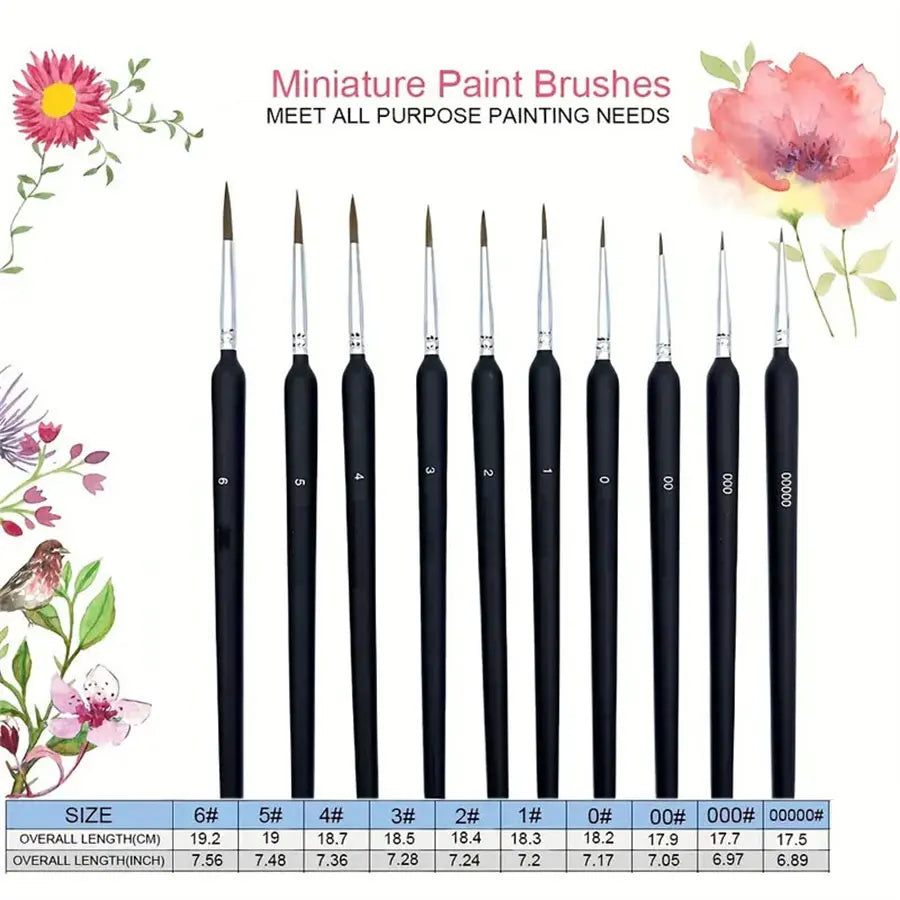 Miniature Paint Brush Set With Ergonomic Handle For Acrylic