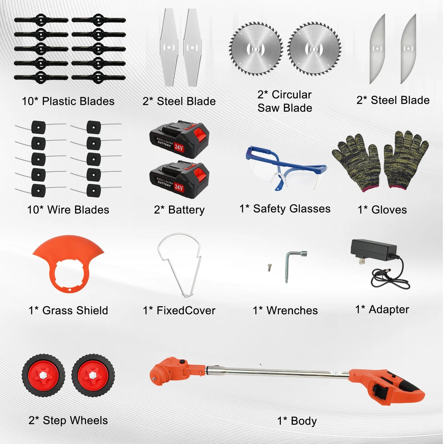 21V Cordless Grass Trimmer 3-In-1 With 2x2.0Ah Batteries