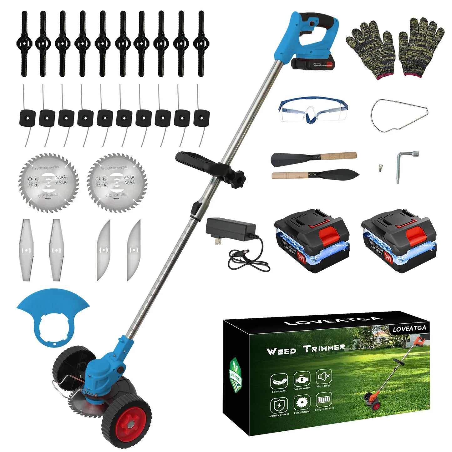 21V Cordless Lawn Mower 3-In-1 Trimmer Edger Brush Cutter Kit