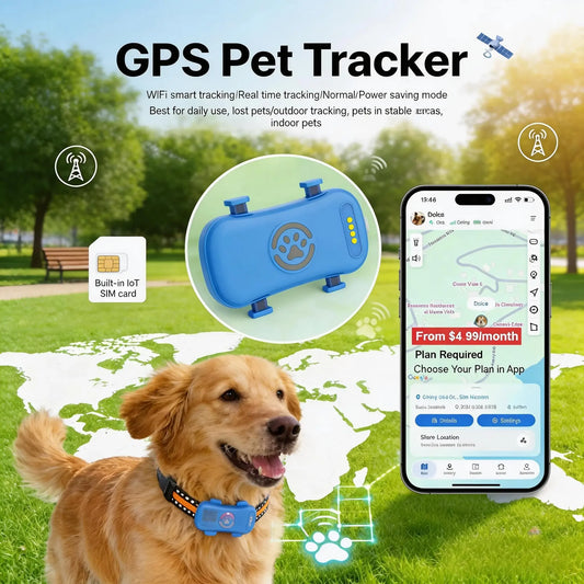 WANWAYTECH GPS Pet Tracker 4G With RealTime Tracking IP67 Waterproof