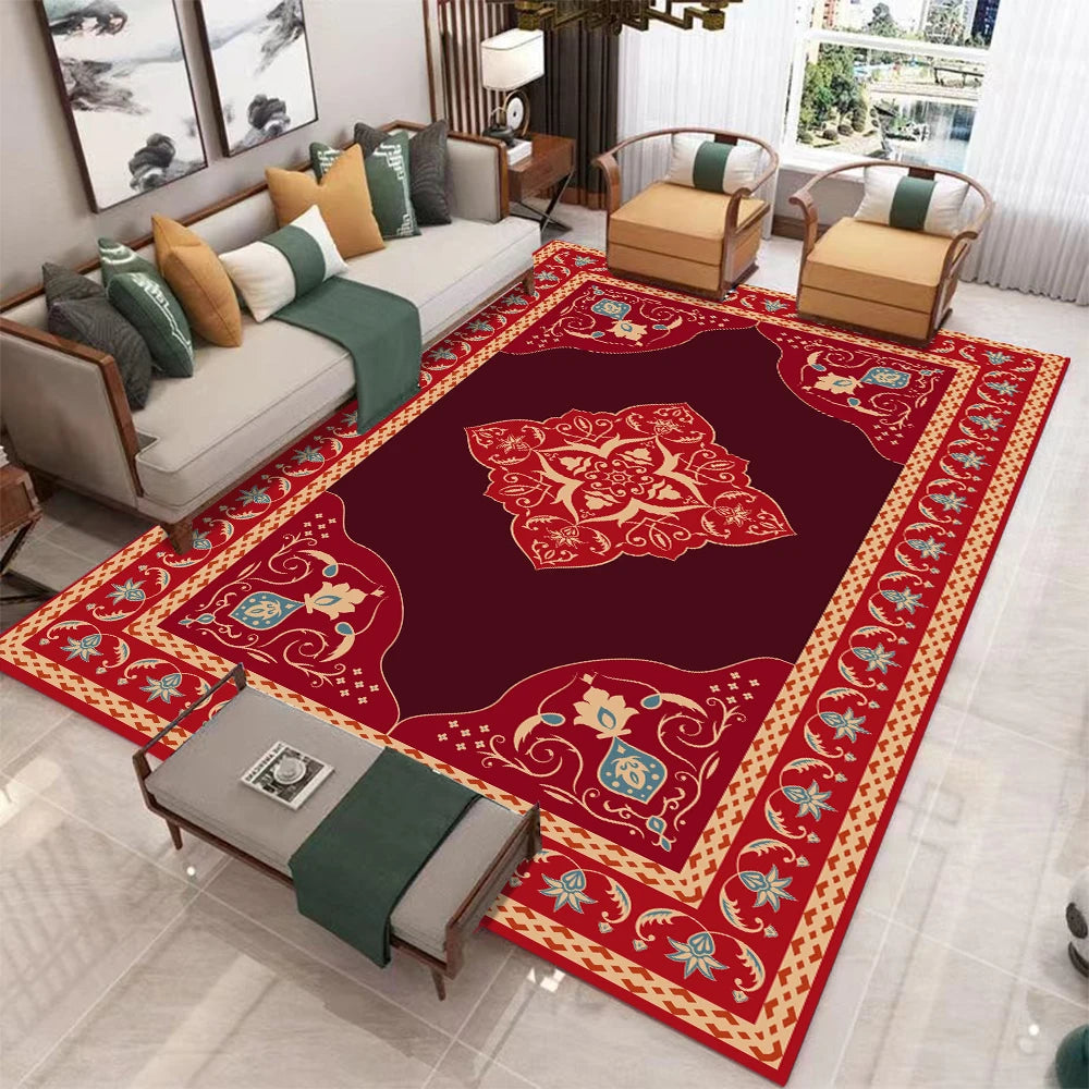 European Retro Living Room Rug Non Slip Washable Soft Mat
