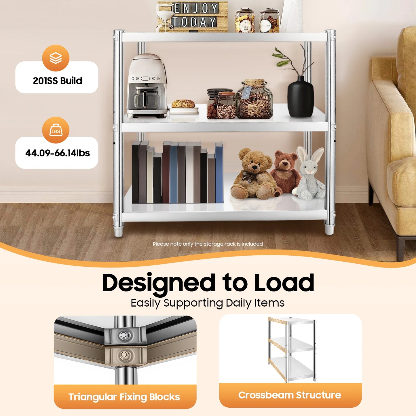 Bymaocar Stainless Steel Standing Kitchen Shelf With Microwave Holder