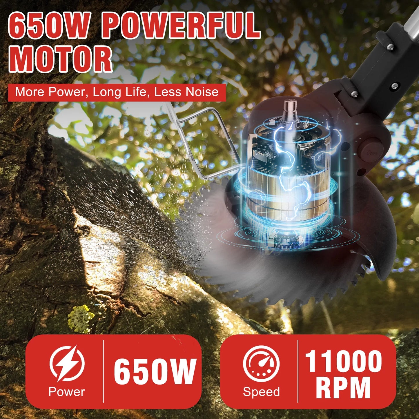 21V Cordless Grass Trimmer 3-In-1 With 2x2.0Ah Batteries