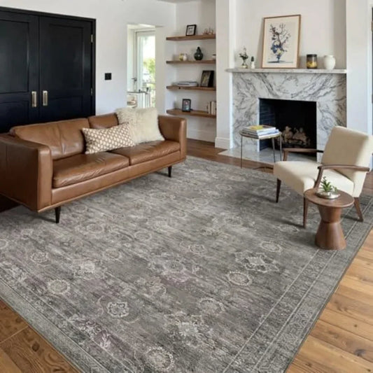 Area Rug For Living Room Kilim Print Non Slip Machine Washable Polyester
