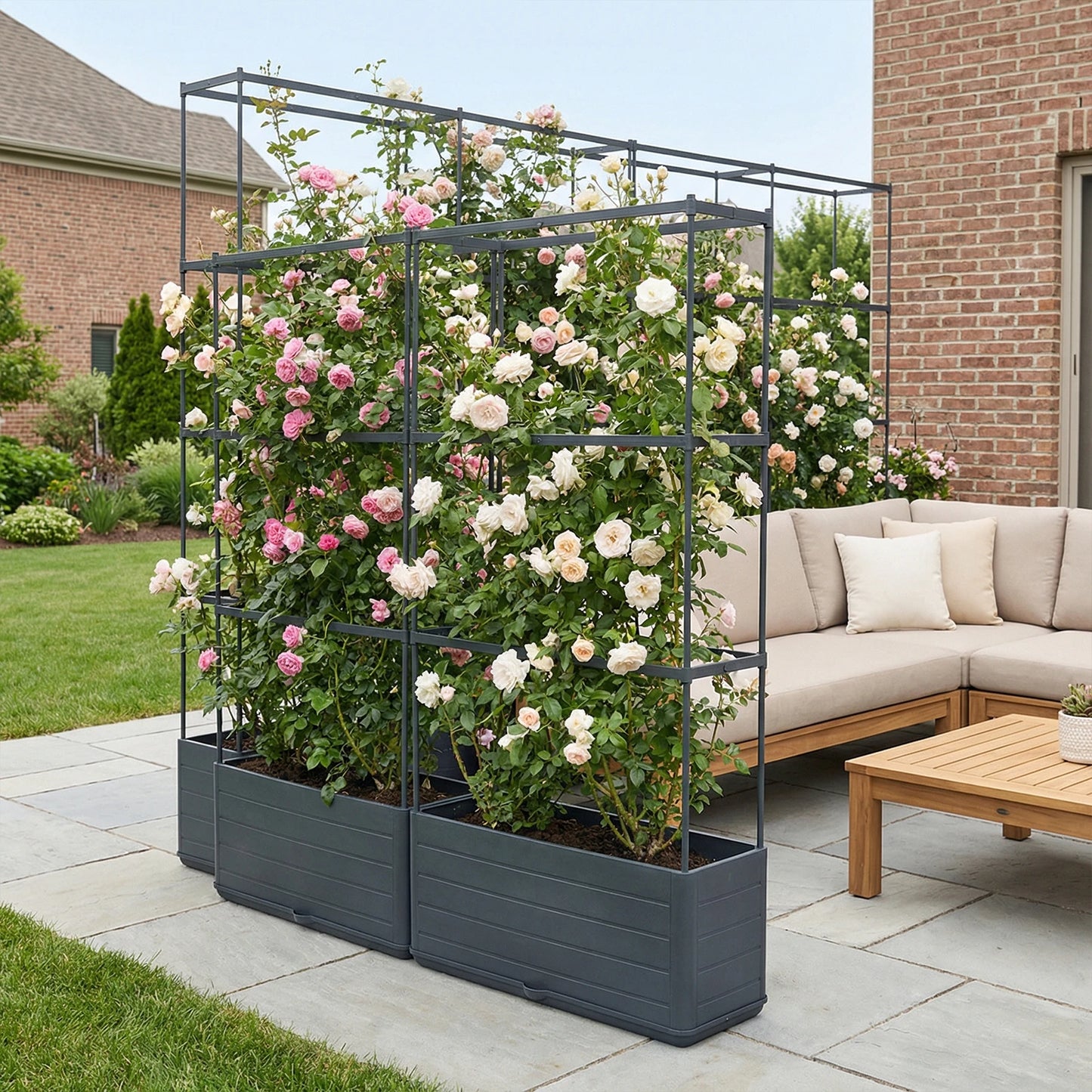 Raised Garden Bed Planter With Trellis And Self Watering