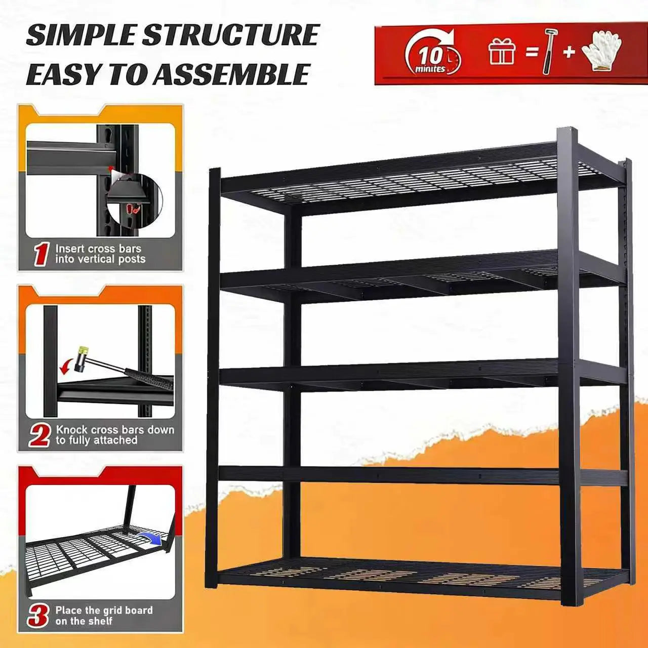 Nnovaroom Adjustable Metal Shelving Rack for Warehouse and Basement