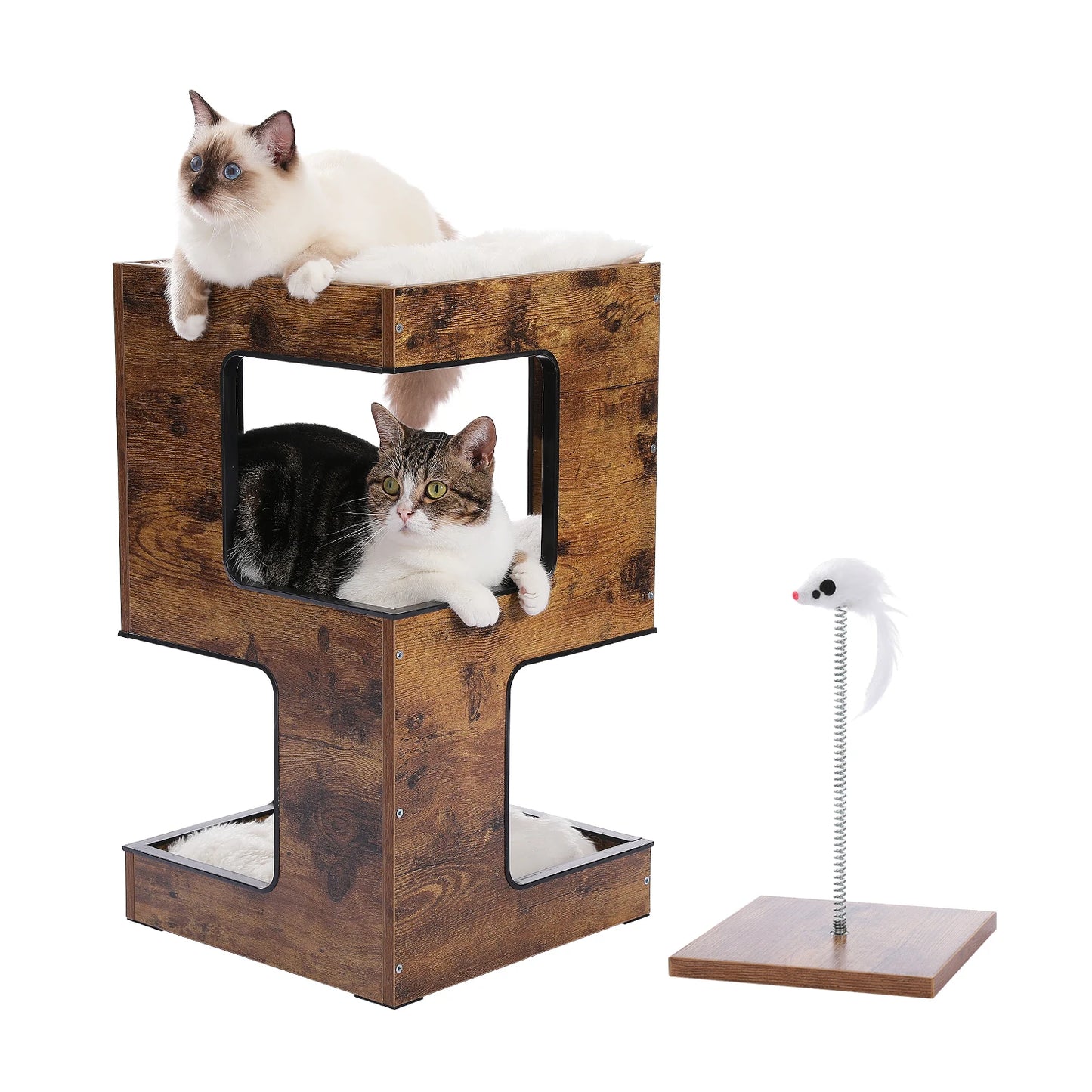 PAWZ Road Wood Cat Condo Bed With Removable Soft Mats