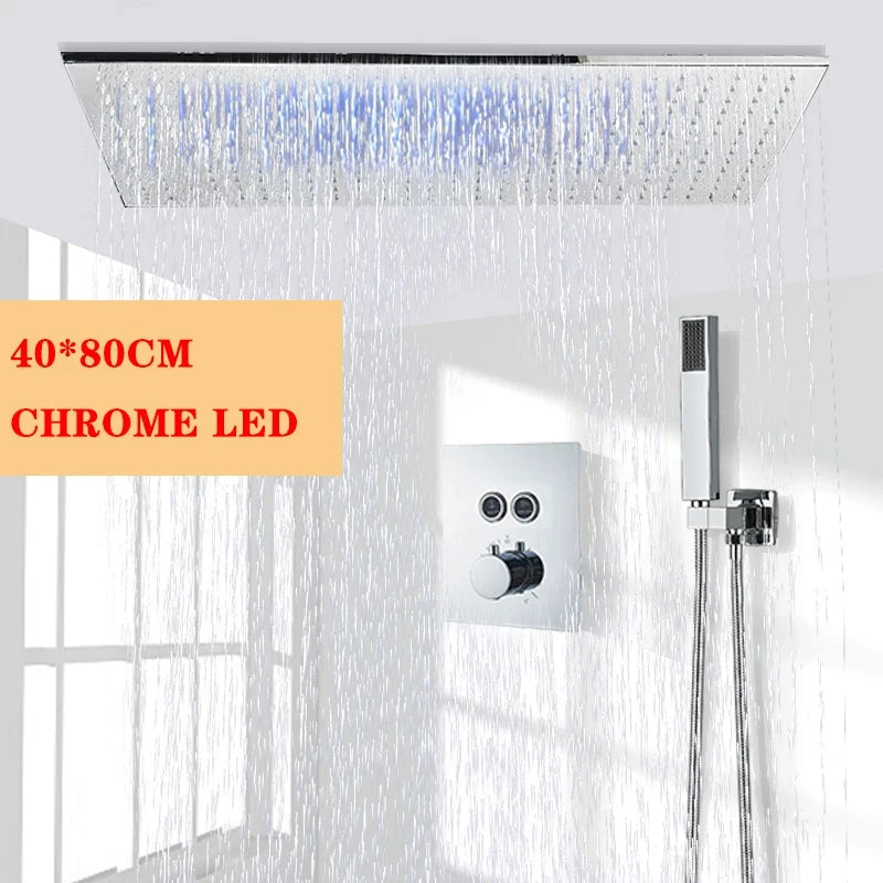 Wanmivezlo LED Brass Rainfall Shower Head Wall Mounted