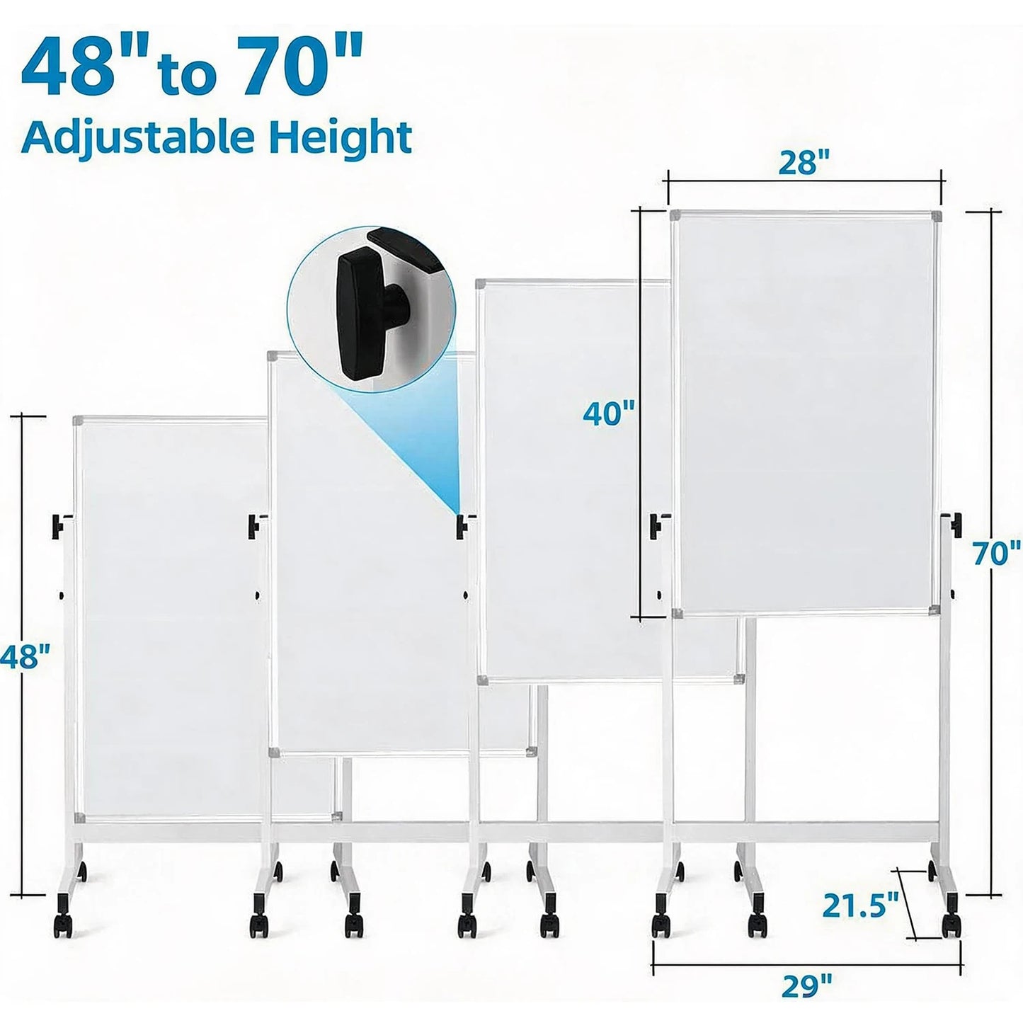 Rolling Magnetic Double Sided Dry Erase Whiteboard On Wheels