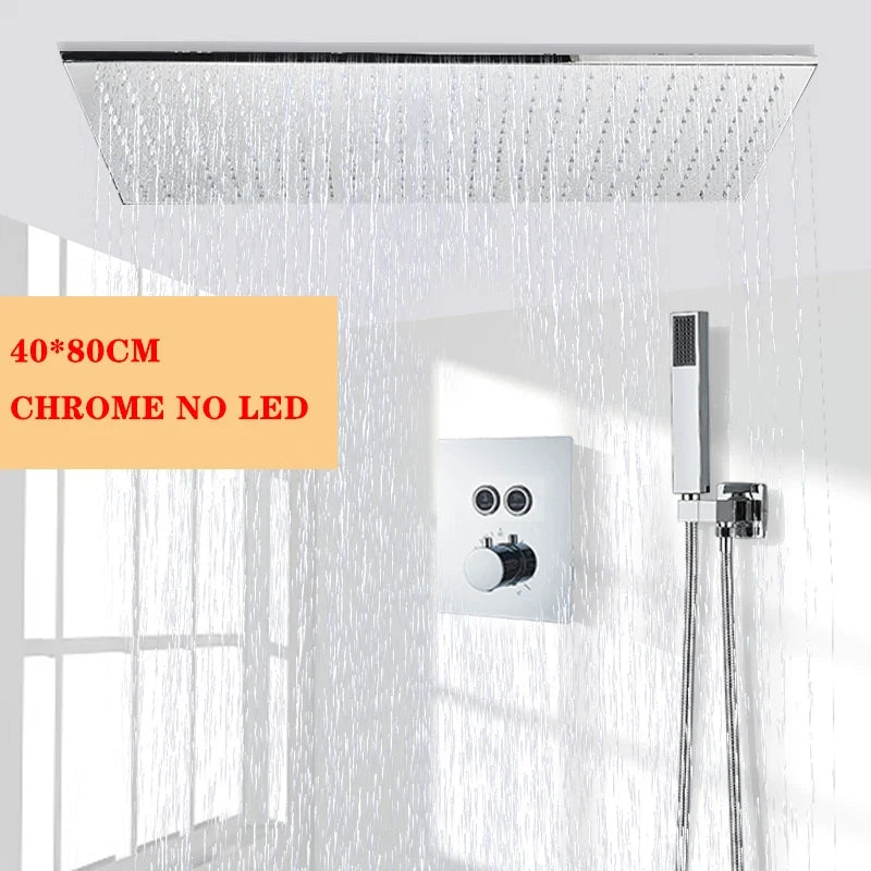 Wanmivezlo LED Brass Rainfall Shower Head Wall Mounted