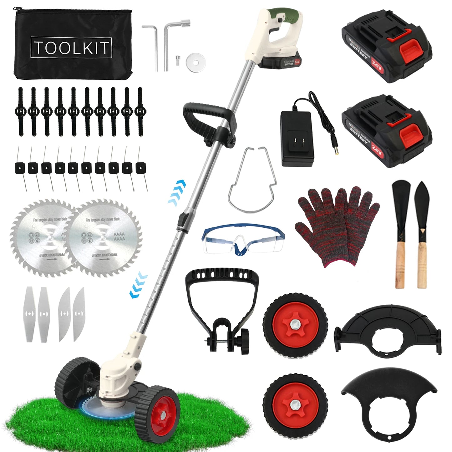 21V Cordless Lawn Mower 3-In-1 Trimmer Edger Brush Cutter Kit