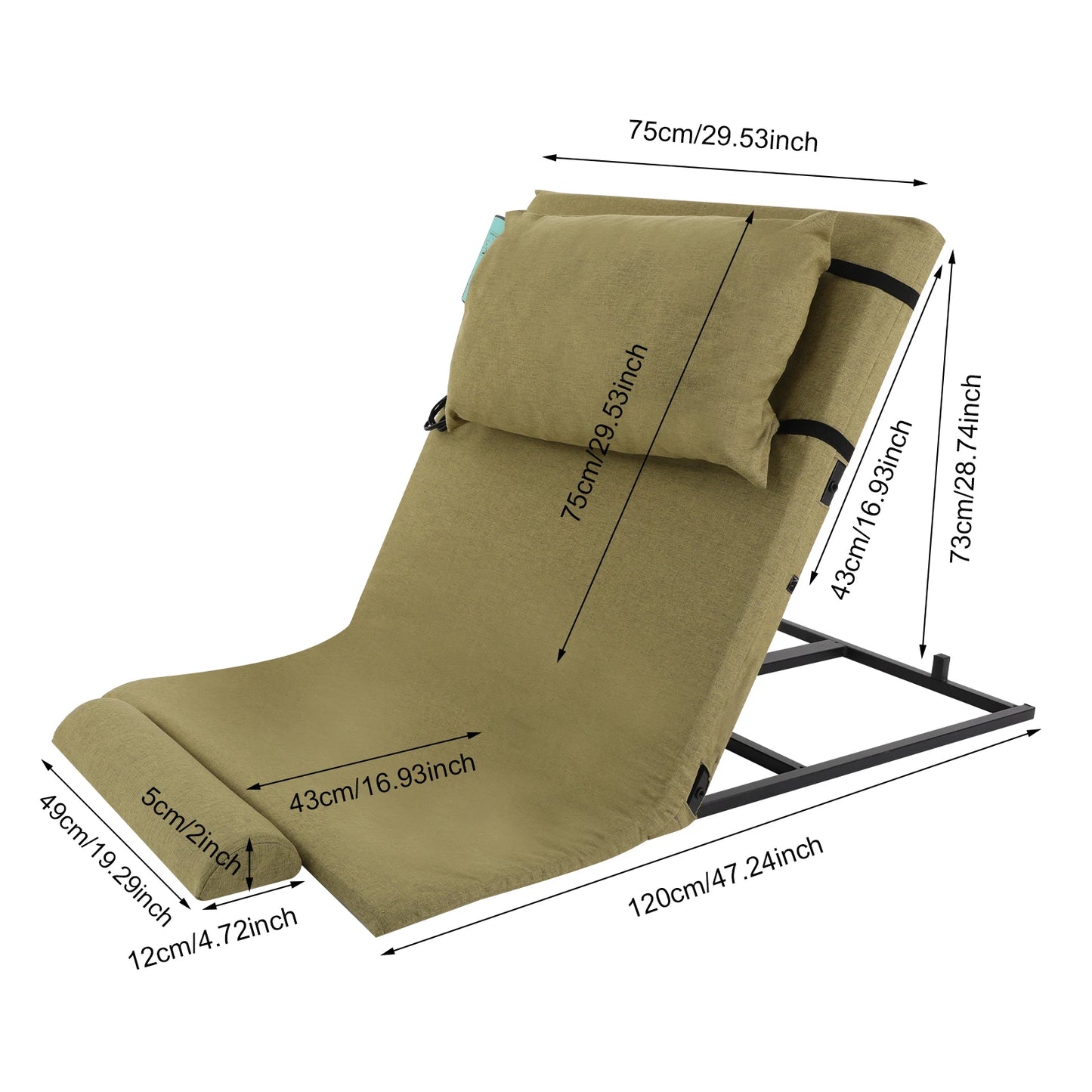Electric Lifting Backrest With Headrest Cushion Wired Remote For Elderly