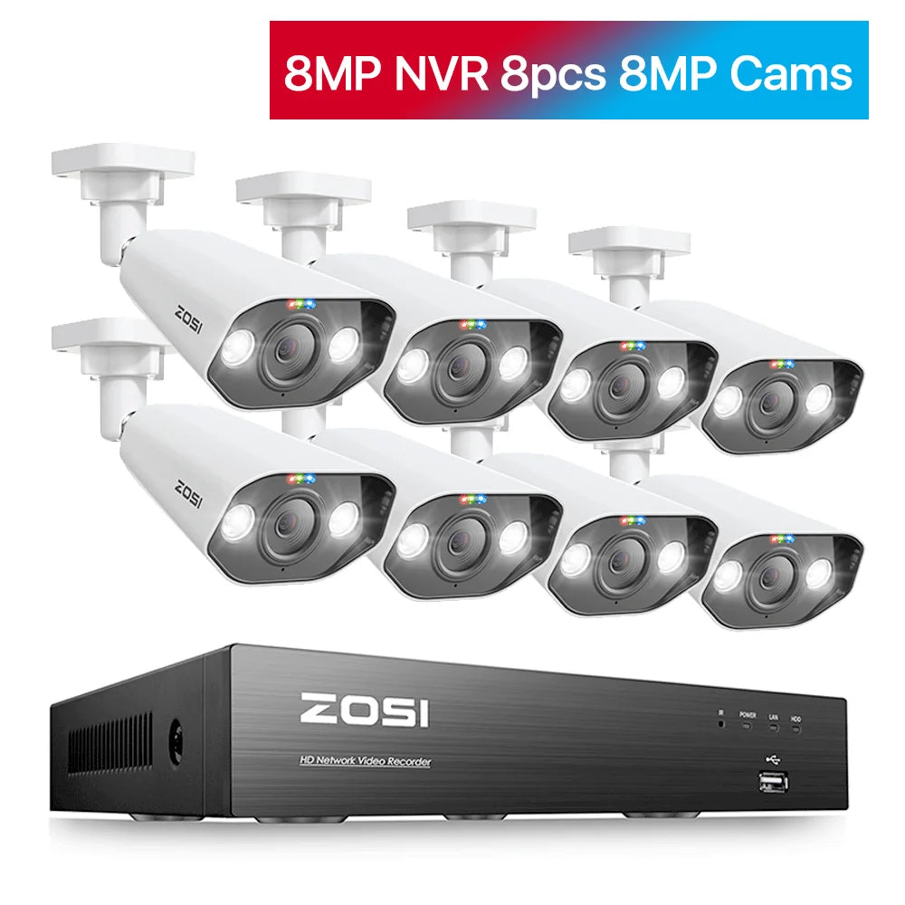 ZOSI 8CH POE 4K CCTV SystemPro With AI Night Vision