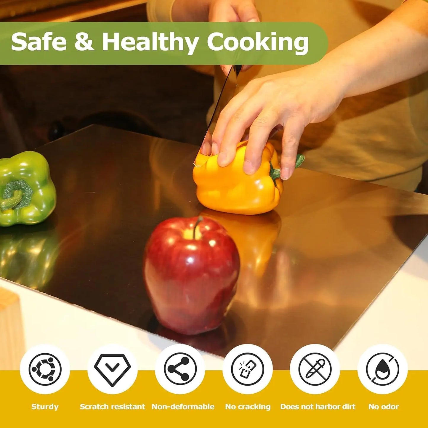 Stainless Steel Cutting Board With Lip For Kitchen Over Sink Chopping