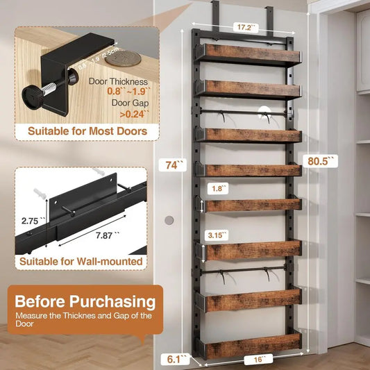Over The Door Pantry Organizer Heavy Duty Metal Rack