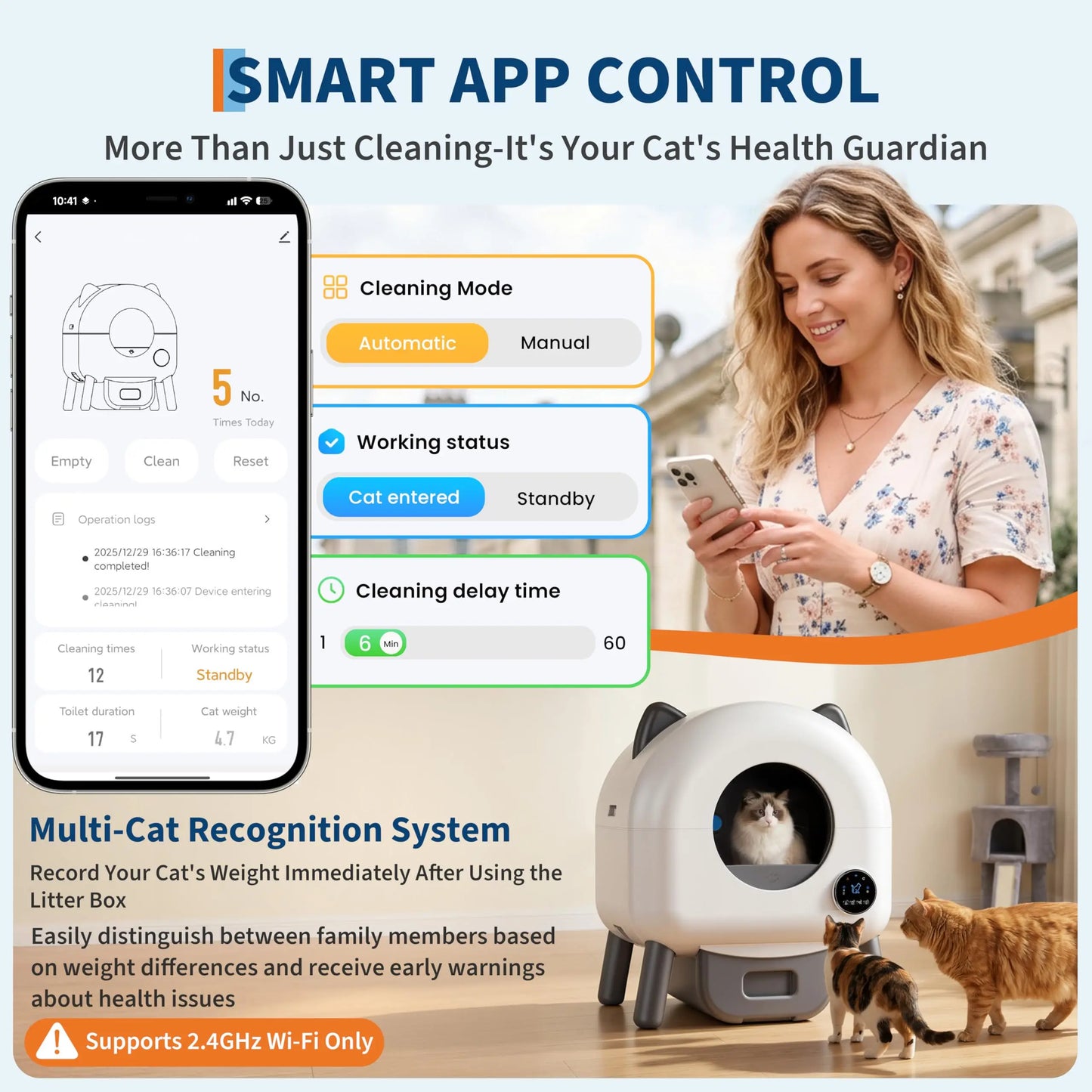 HiMISS Automatic Self Cleaning Cat Litter Box App Controlled