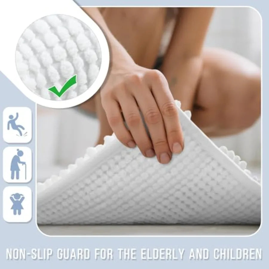 Ultra Plush Chenille Bath Mat Non Slip And Super Absorbent