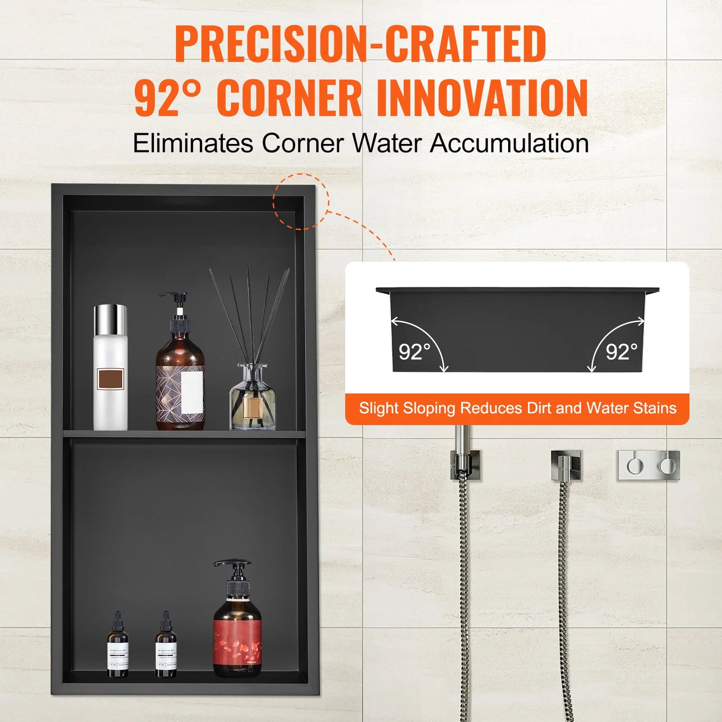 SucceBuy 304 Stainless Steel Shower Niche With Recessed Shelves