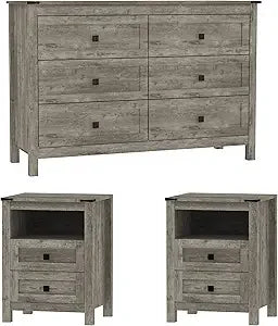 RBXC 6 Drawer Dresser And 2 Nightstands Bedroom Furniture Set