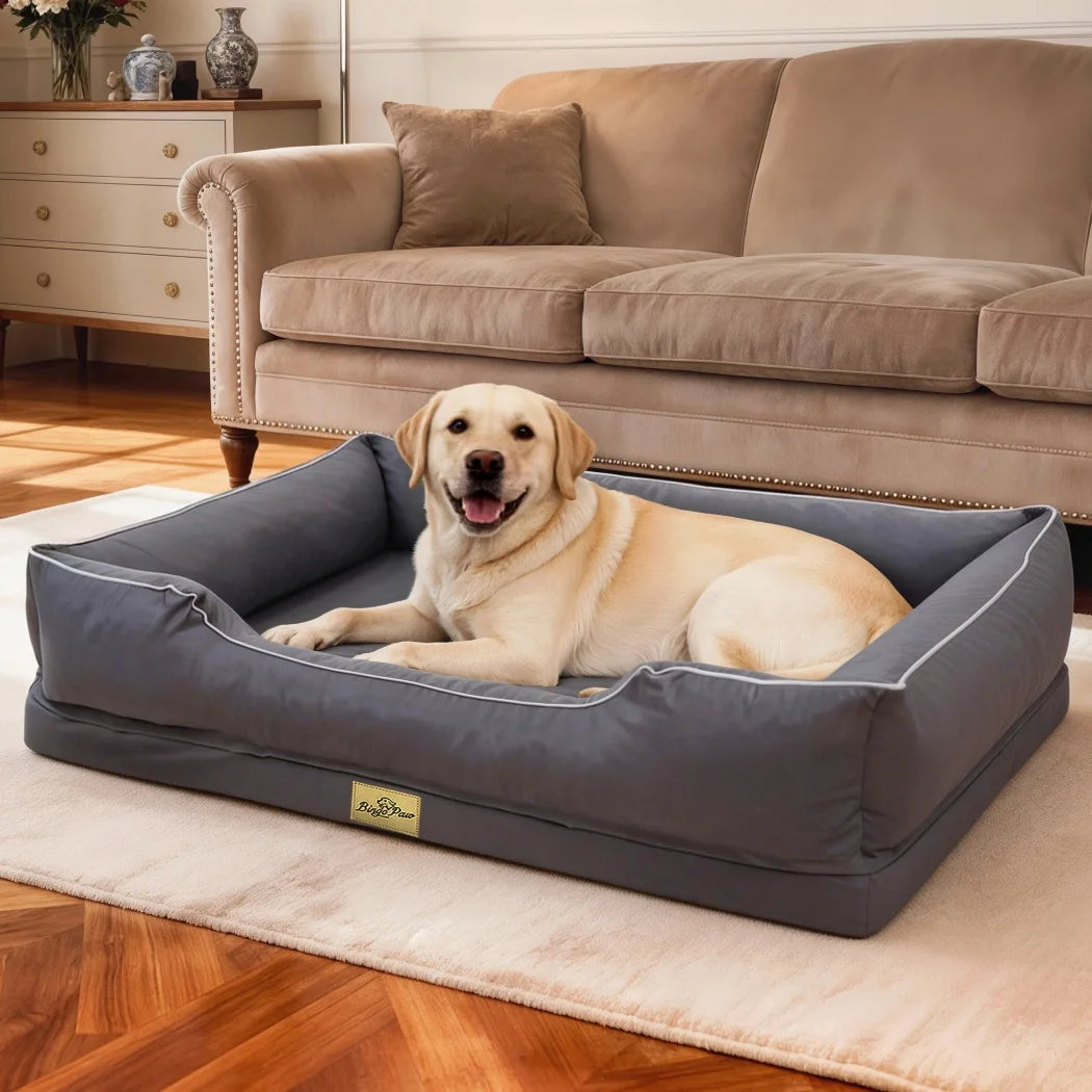 BORWART Orthopedic Dog Bed With Bolster Sides Waterproof Removable Cover