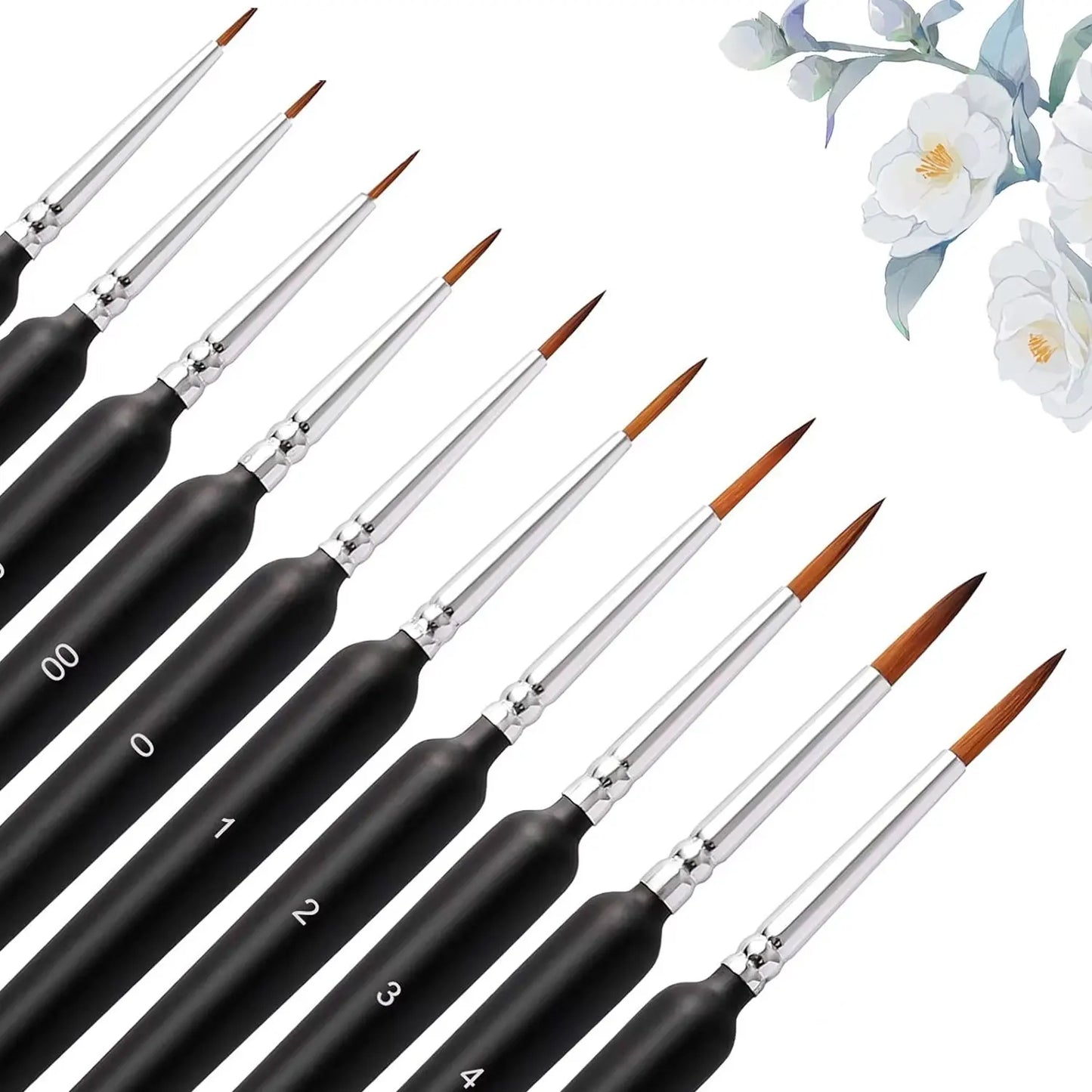 Miniature Paint Brush Set With Ergonomic Handle For Acrylic