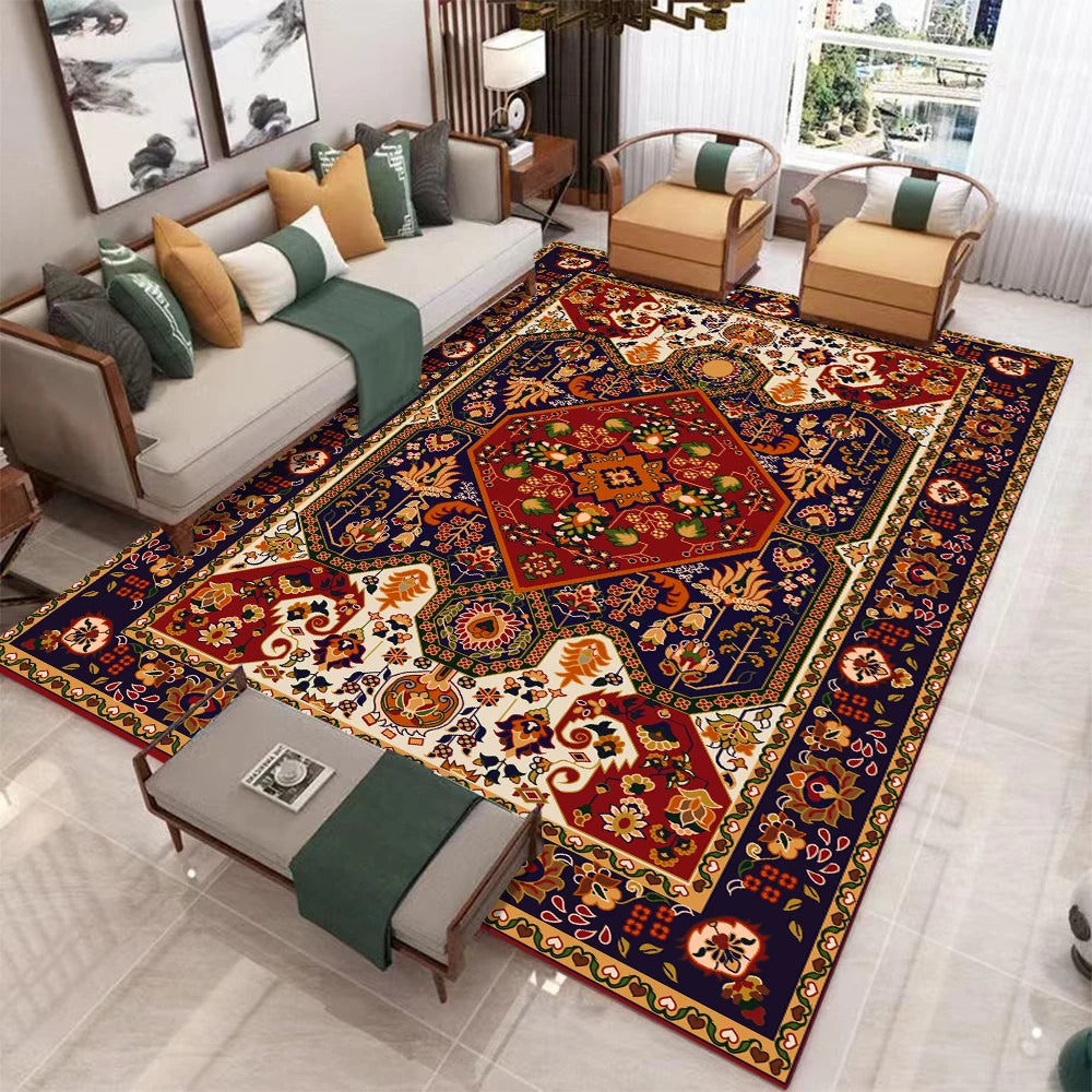 European Retro Living Room Rug Non Slip Washable Soft Mat