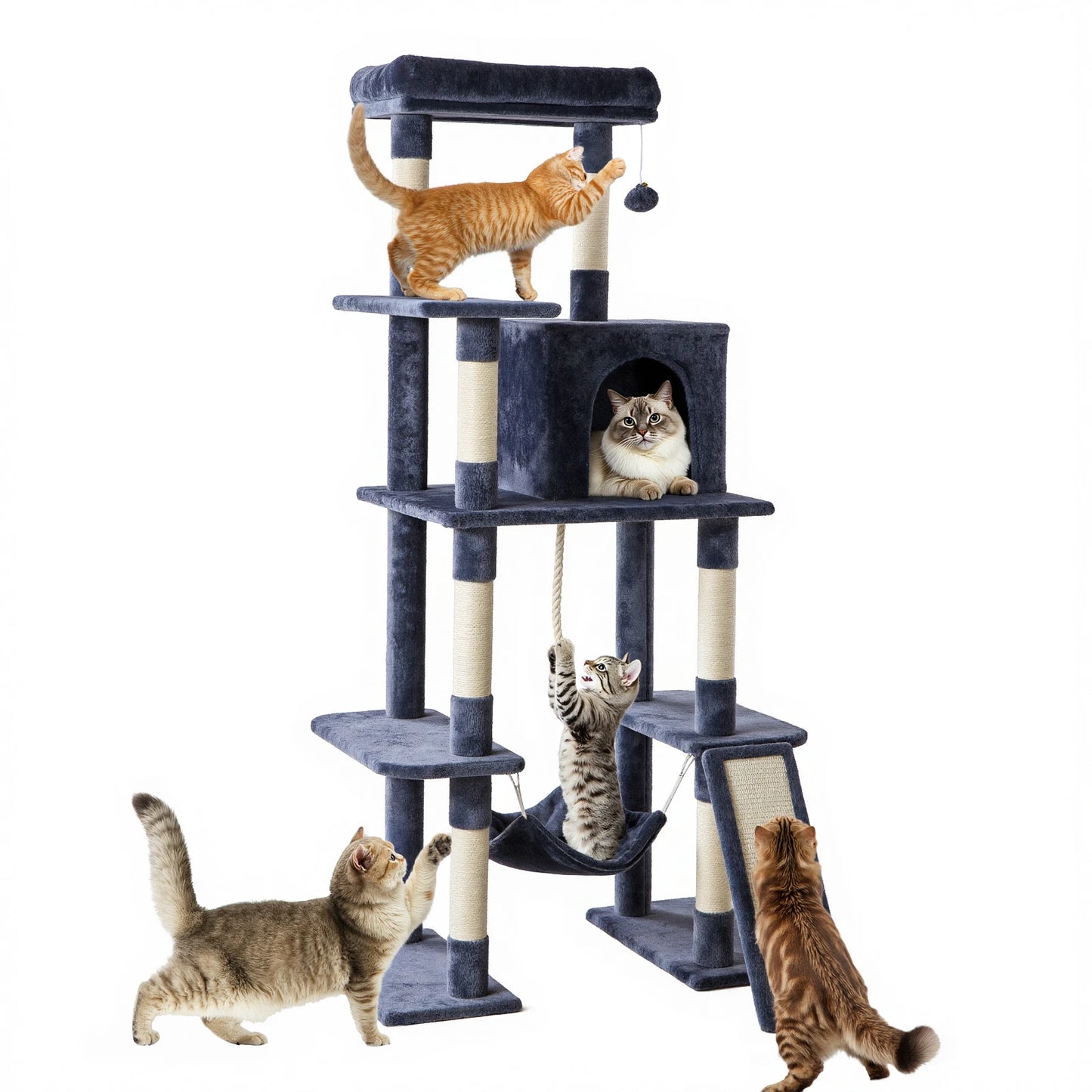 MCQ Cat Tree Tower With Sisal Scratching Posts And Condo