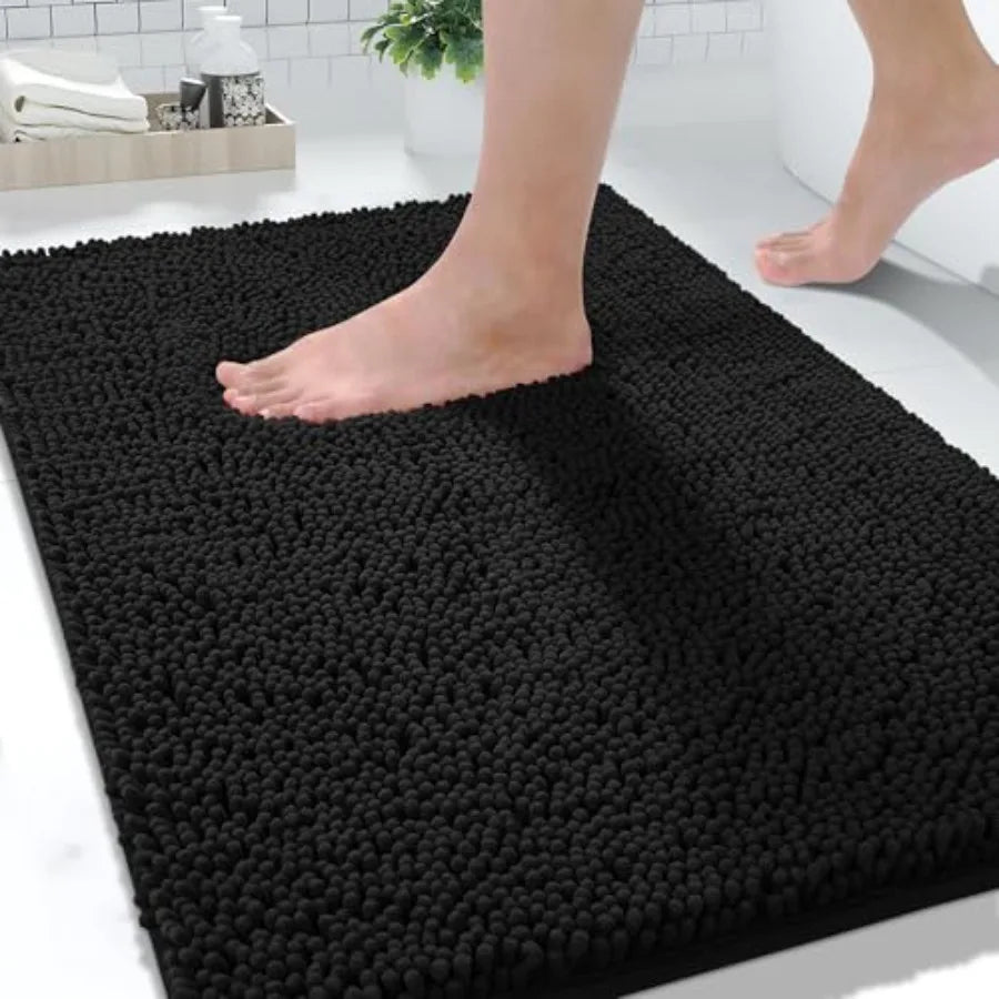 Chenille Bathroom Mat Washable Super Soft Quick Dry Non Slip