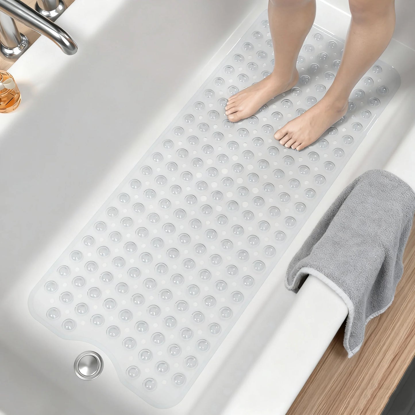 Extra Long Bathtub Mat Non Slip With Suction Cups Holes