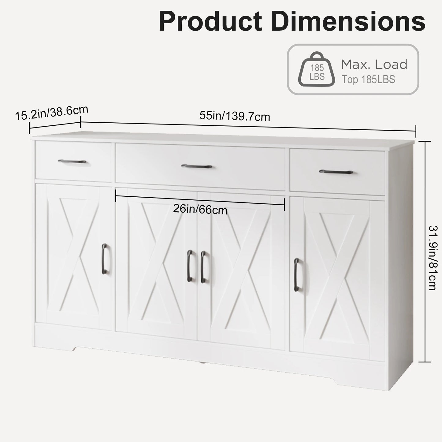 Huisenitre Farmhouse Buffet Cabinet With Coffee Bar Station