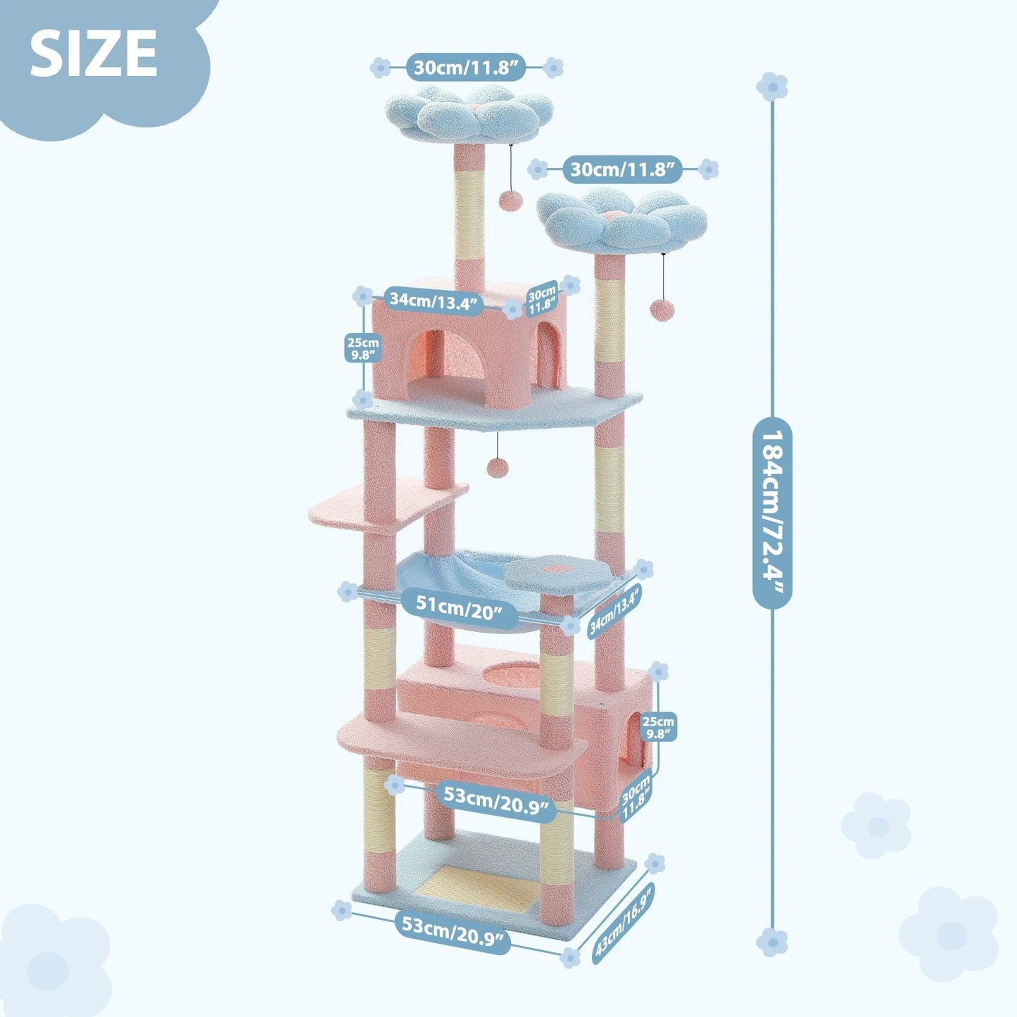PETEPELA Cat Tree Tower With Sisal Posts And Cozy Condos