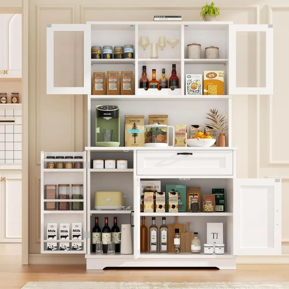 Vongrasig Tall Kitchen Pantry Cabinet Microwave Stand Storage Hutch