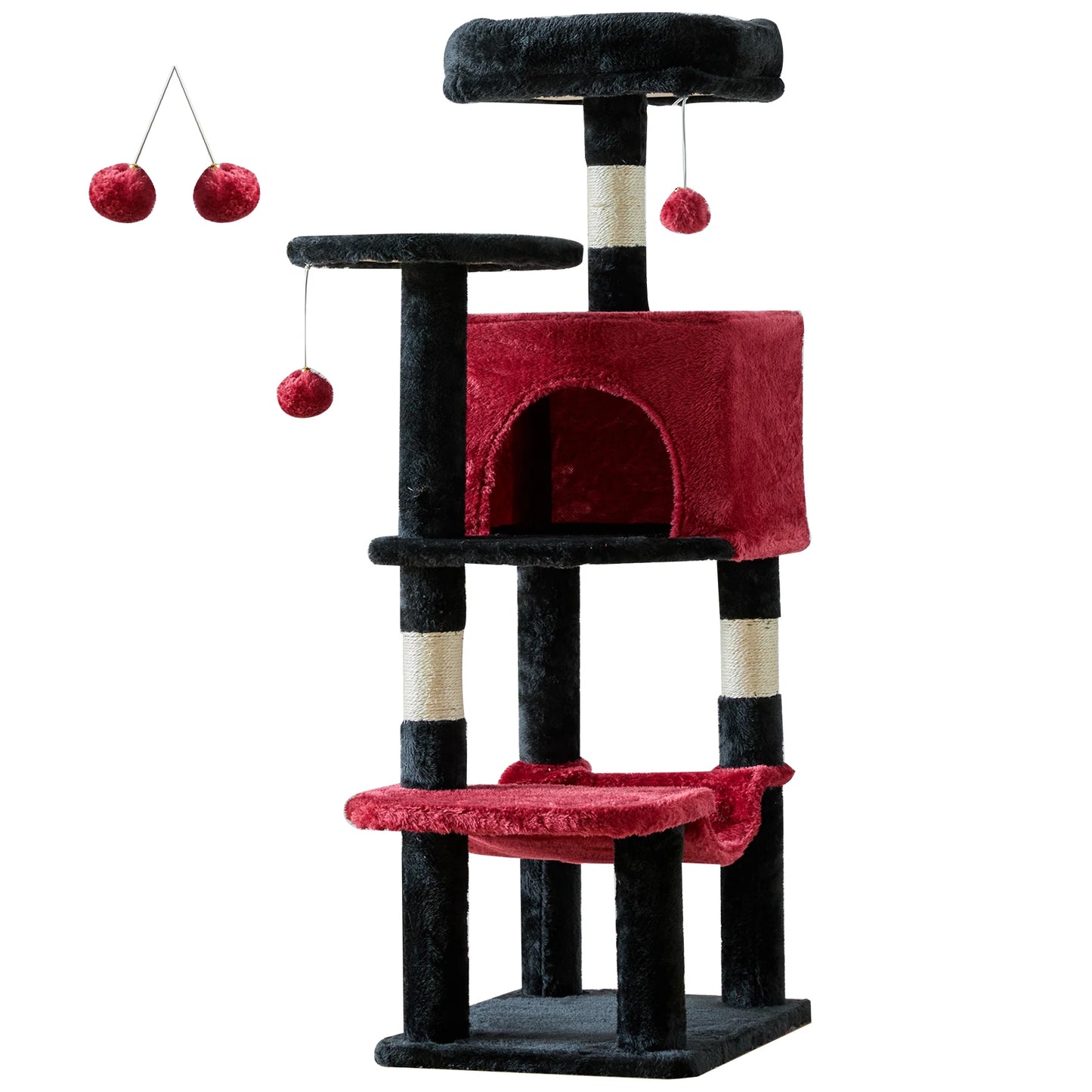 JHK Natural Sisal Multi Cat Indoor Cat Tree With House