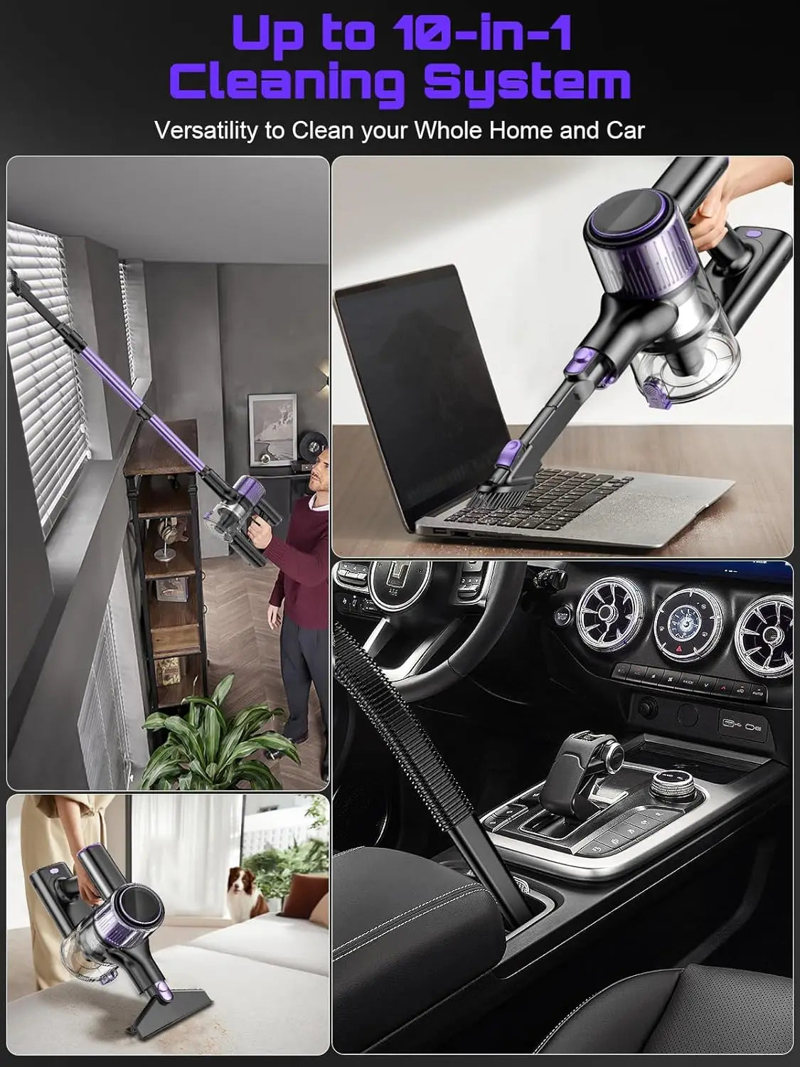 SUXIANGVAC Cordless Vacuum Cleaner 55Kpa 500W Lightweight For Home