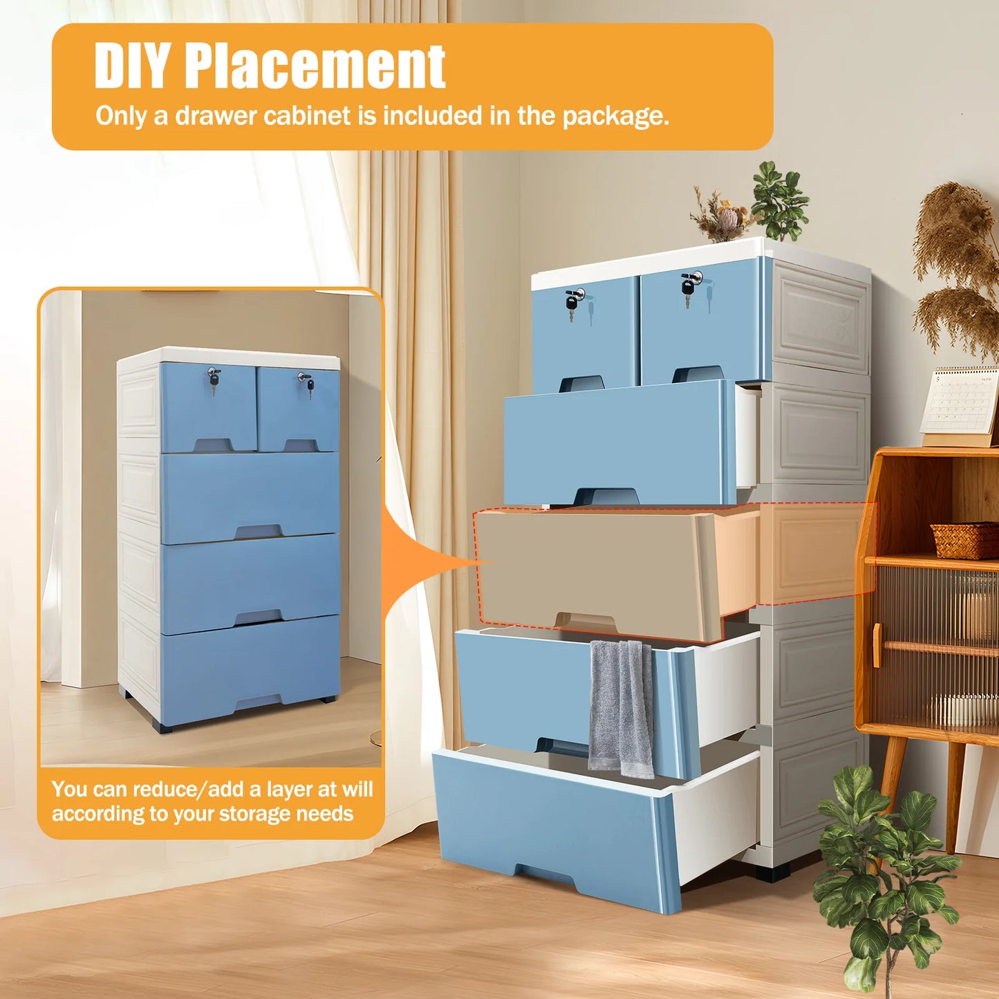 Plastic Dresser Storage Tower Organizer For Home Office Bedroom