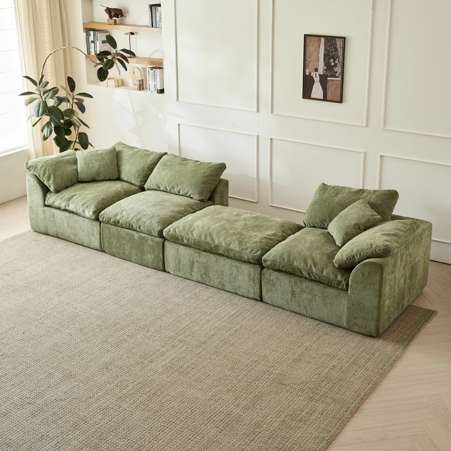 Yeflixvrau Modern Cloud L Shaped Sofa Sectional With Ottoman