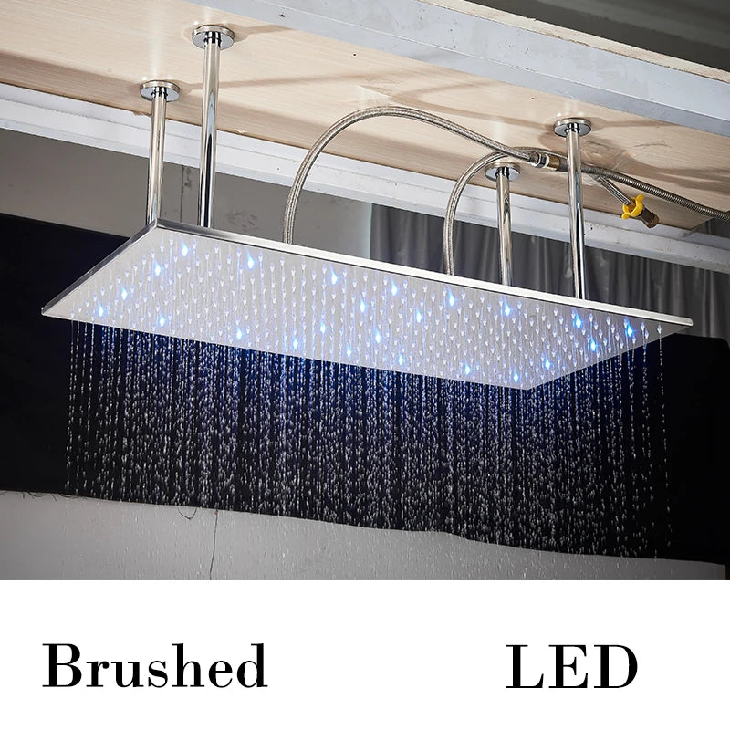 Wanmivezlo LED Brass Rainfall Shower Head Wall Mounted