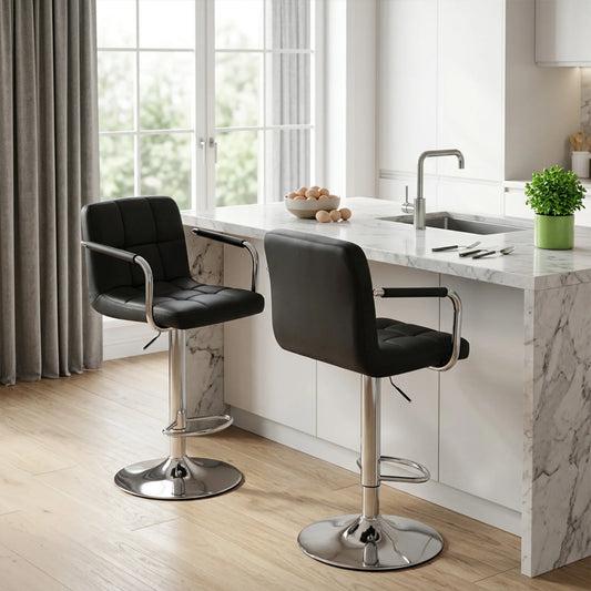 JHK Ergonomic PU Leather Swivel Office Chair With Adjustable Armrests