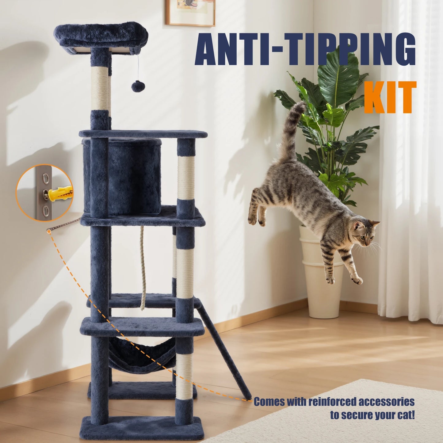 MCQ Cat Tree Tower With Sisal Scratching Posts And Condo