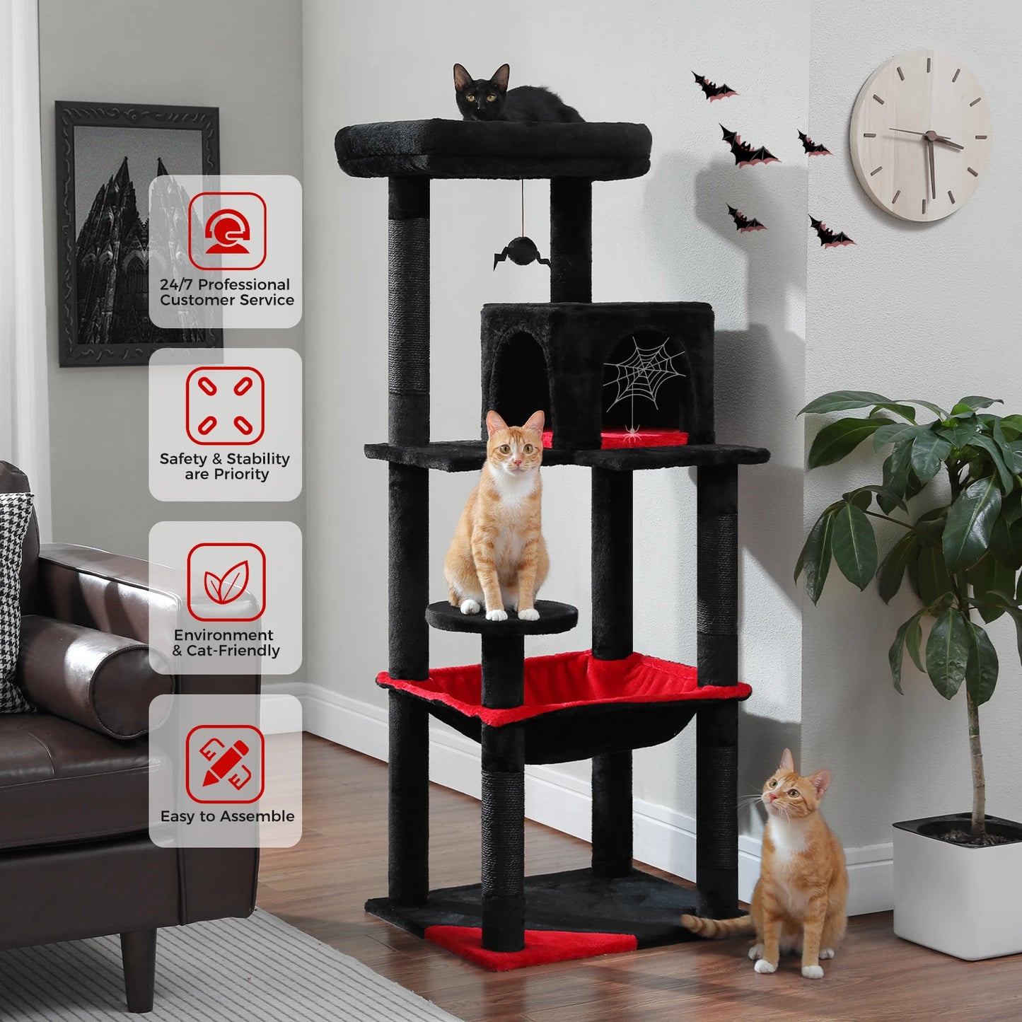 PAWZ Road Gothic Indoor Cat Tree With Hammock And Condo