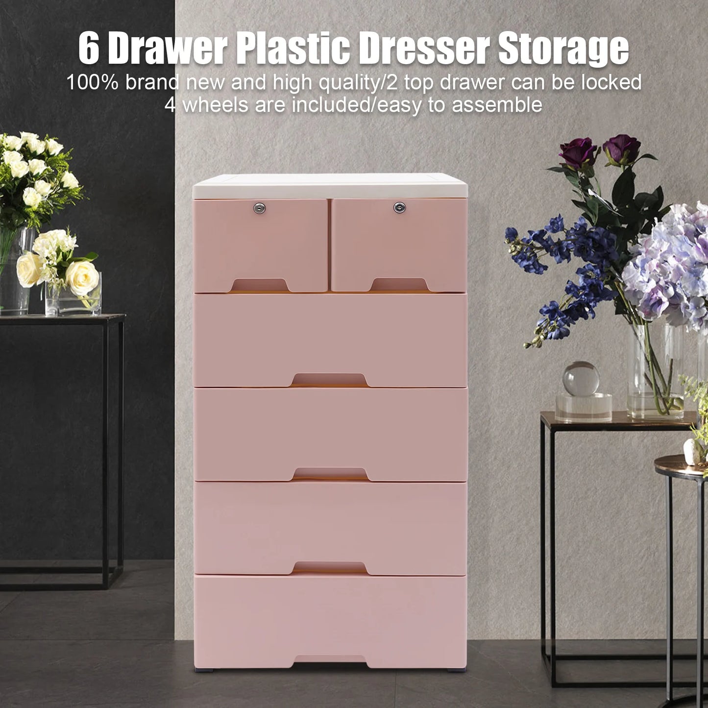Plastic Dresser Storage Tower Organizer For Home Office Bedroom