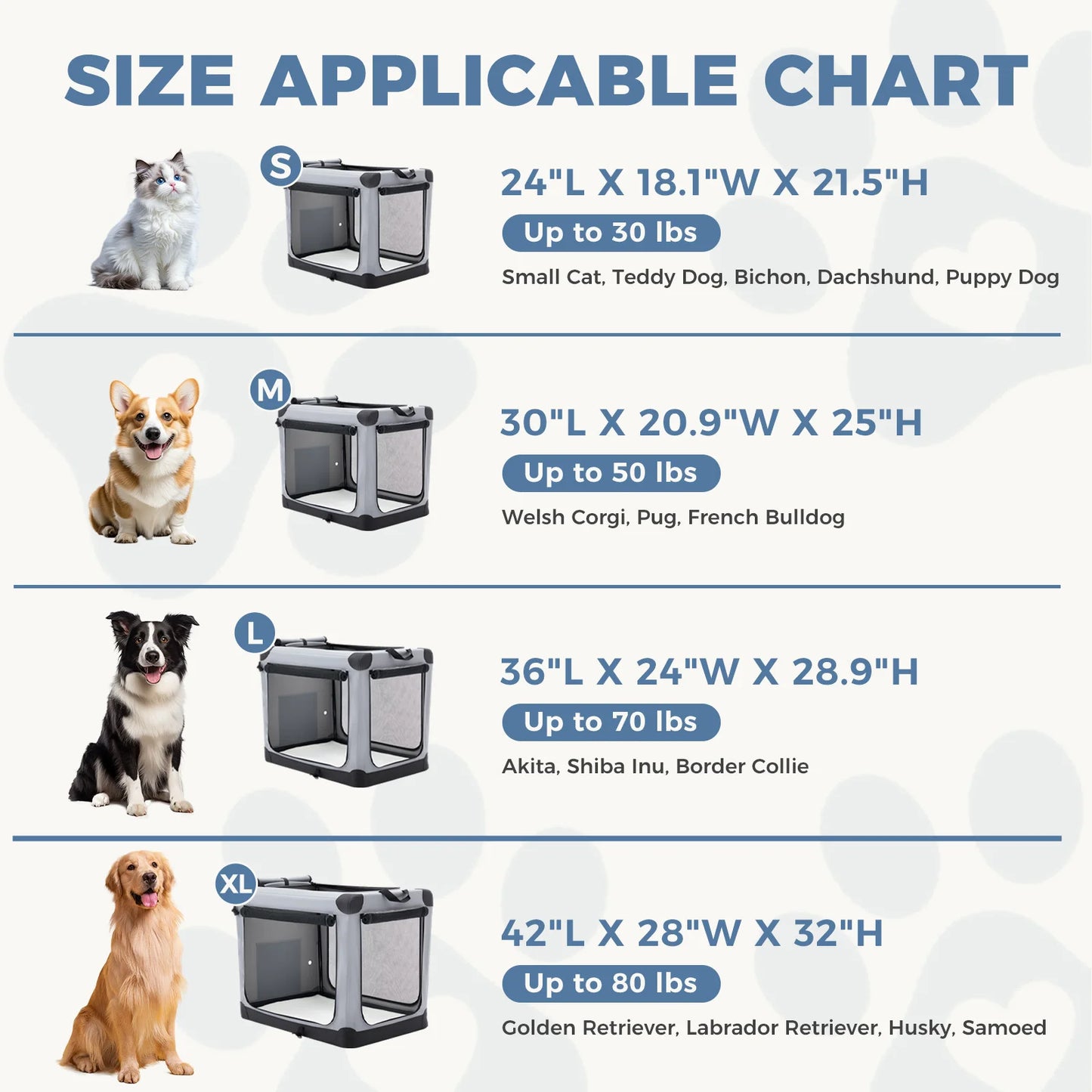 JHK Foldable Dog Crate 600D Oxford Portable Kennel
