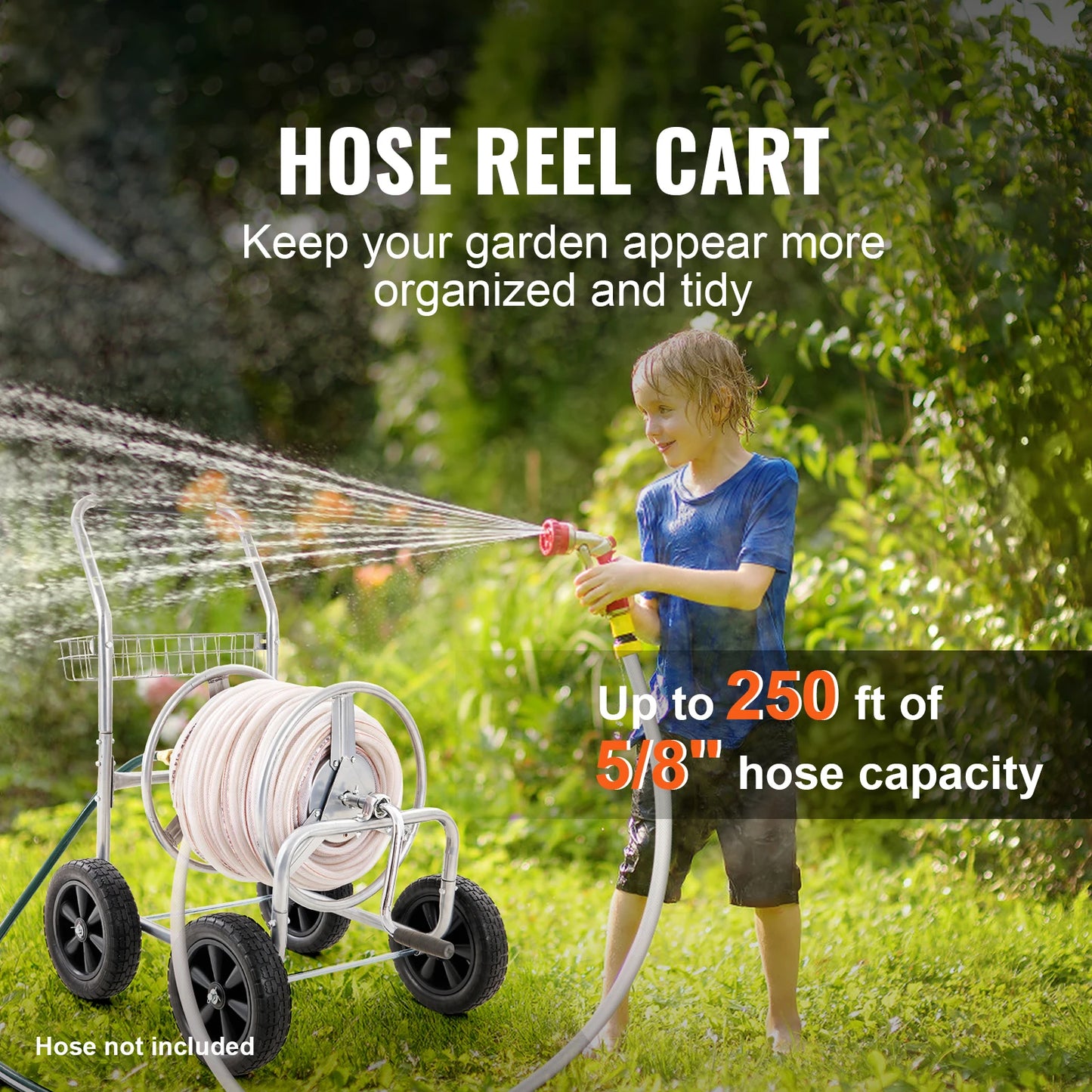 SucceBuy Steel Hose Reel Cart Heavy Duty Garden Watering Basket