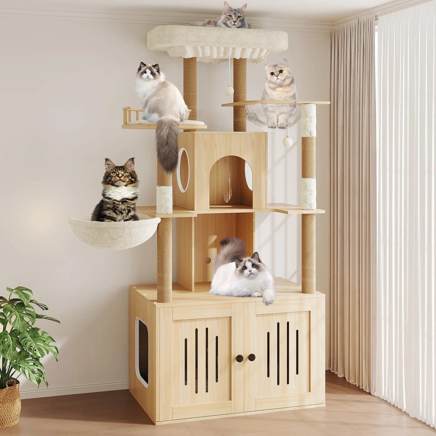 Studyset Cat Tree With Litter Box Enclosure Multi Level Cat Tower