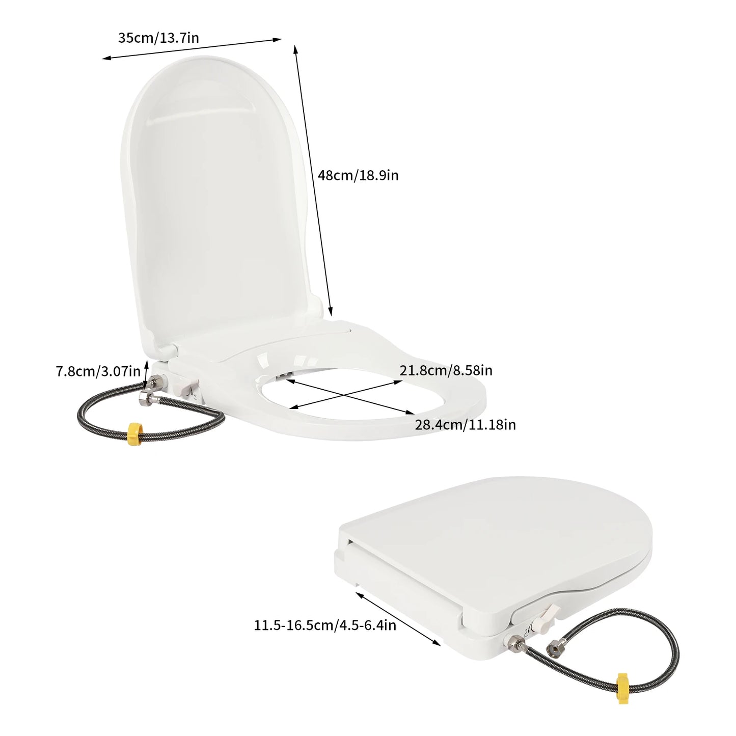 Non Electric Bidet Toilet Seat With Dual Nozzles Elongated